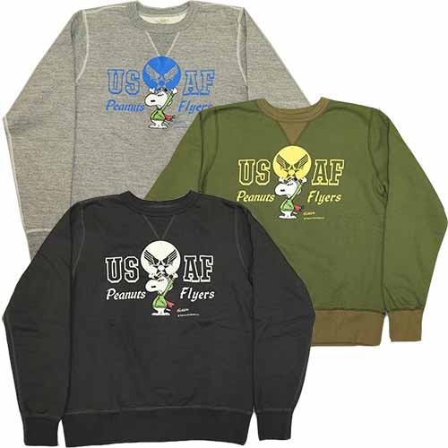 バズリクソンズ BuzzRickson's スヌーピー SNOOPY クルーネックスウェット PEANUTS FLYERS Lot.BR68841 Green Online Shop 横須賀